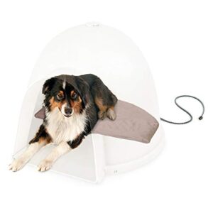 k&h pet products lectro-soft igloo style dog bed brown large 17.5 x 30 inches