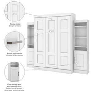 Bestar Queen Murphy Bed with Storage Cabinets, 107-inch Wall Bed for Multipurpose Guest Room