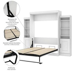 Bestar Queen Murphy Bed with Storage Cabinets, 107-inch Wall Bed for Multipurpose Guest Room