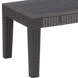 Flash Furniture Dark Gray Faux Rattan Coffee Table