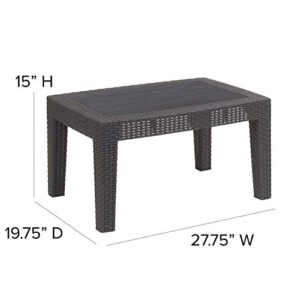 Flash Furniture Dark Gray Faux Rattan Coffee Table