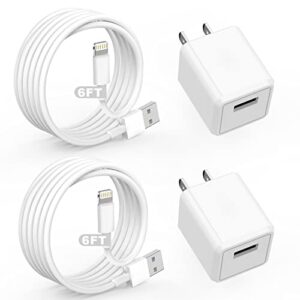 iphone charger,cube apple charger iphone[apple mfi certified]2pack 6ft lightning cable quick fast charging cord usb wall chargers travel plug adapter for iphone 13/12/11/10/x/8 plus/xr/xs max/se/ipad