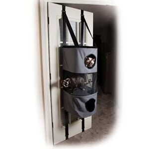 k&h pet products hangin’ cat condo door mounted cat furniture cat tree classy gray 3 story