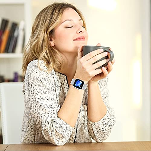 Sunnywoo Metal Stainless Steel Band Compatible with Apple Watch Bands 38mm 40mm 41mm 42mm 44mm 45mm 49mm,Silver Loop Adjustable Magnetic Strap for iWatch Series Ultra 8 7 6 5 4 3 2 1 SE for Women Men