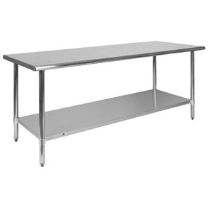 Flash Furniture Stainless Steel 18 Gauge Prep and Work Table with Undershelf - NSF Certified - 72" W x 30" D x 34.5" H