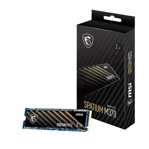 MSI SPATIUM M370 NVMe M.2 2TB Internal SSD PCIe Gen4 NVMe 1.3 3D NAND 1600 TBW