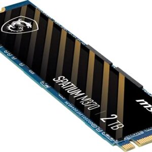 MSI SPATIUM M370 NVMe M.2 2TB Internal SSD PCIe Gen4 NVMe 1.3 3D NAND 1600 TBW