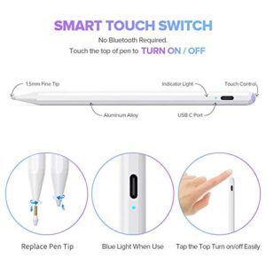 Stylus Pen for iPad with Palm Rejection& Fast Charge, Active Pencil Compatible with (2018-2022) Apple iPad Pro (11/12.9 Inch),iPad Air 3/4/5,iPad10/9/8/7/6, iPad Mini 5/6