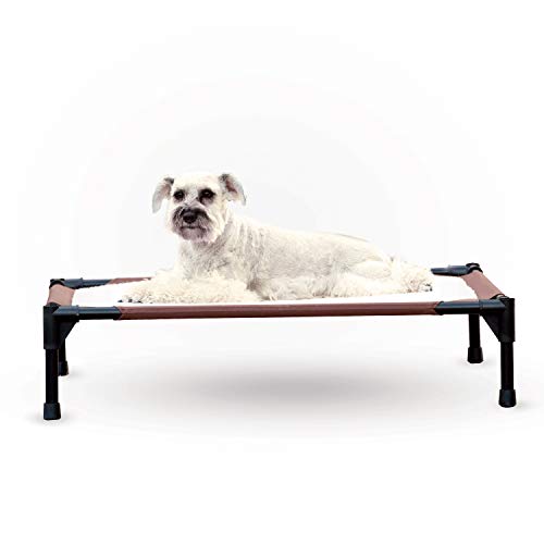 K&H Pet Products Self-Warming Pet Cot Elevated Dog Bed Cot - Chocolate/Fleece, Large 30 X 42 X 7 Inches