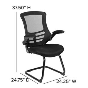 Flash Furniture Black Mesh Sled Base Side Reception Adjustable Height Chair with Flip-Up Arms