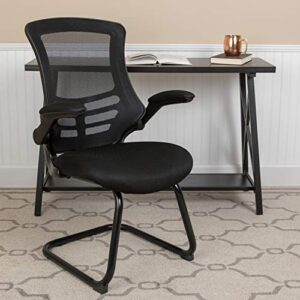 Flash Furniture Black Mesh Sled Base Side Reception Adjustable Height Chair with Flip-Up Arms