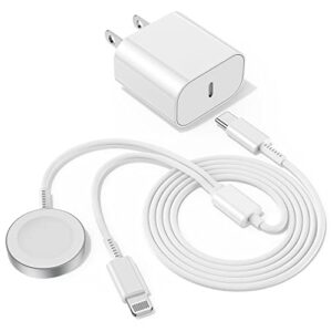 upgraded usb c charger for apple watch, 2 in 1 iphone and iwatch magnetic fast charging cable 6ft with usb-c wall charger, compatible with apple watch series 8/7/6/se/5/4, iphone 14/13/12/11