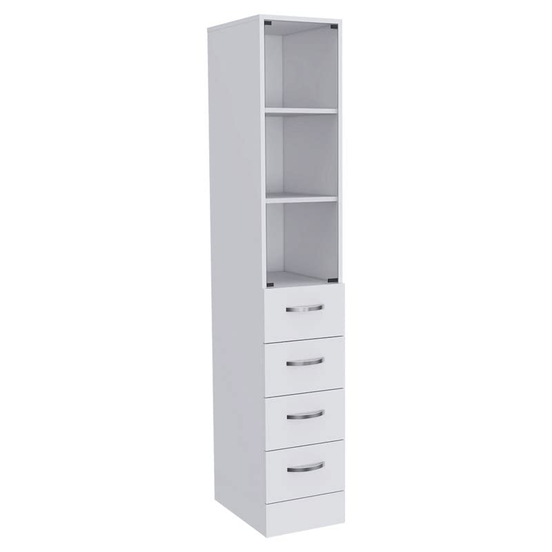 Atlin Designs Wood Linen Cabinet with 3 Shelves & 3-Drawer in White