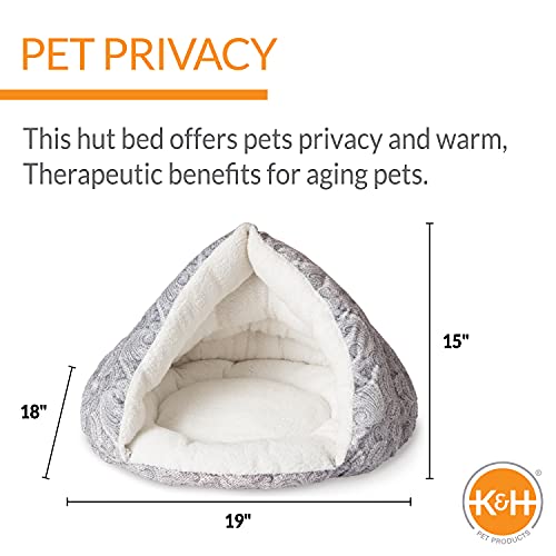 K&H PET PRODUCTS Self-Warming Hut Pet Bed Gray Small 18 X 19 Inches