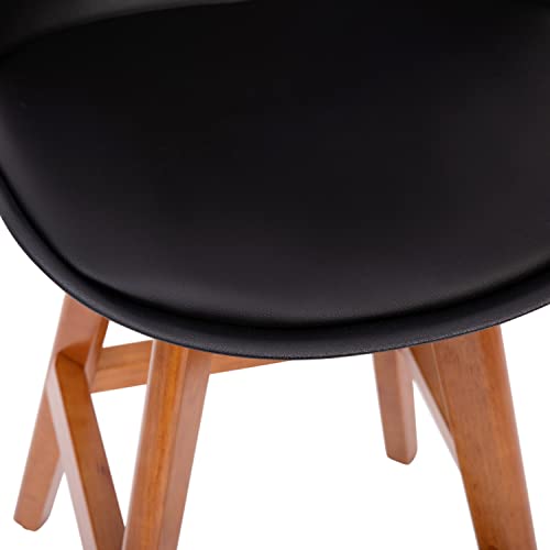 Flash Furniture Dana Set of 2 Modern Commercial Counter Stools - Black Plastic Backrest - LeatherSoft Padded Seat - 27 Inch Counter Stools - Walnut Finish Wood Frame