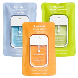 Touchland Power Mist Hydrating Hand Sanitizer FRESH 3-PACK | Mint, Citrus, Lemon Lime | 500-Sprays each, 1 FL OZ (Set of 3)