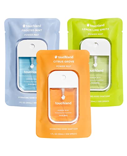 Touchland Power Mist Hydrating Hand Sanitizer FRESH 3-PACK | Mint, Citrus, Lemon Lime | 500-Sprays each, 1 FL OZ (Set of 3)