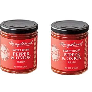 Al Amin Foods Harry and David sweet recipe pepper and onion relish 2 glass jars net wt 10 oz (283g) Red