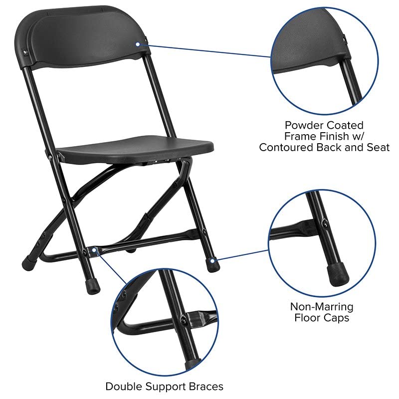 Flash Furniture 2 Pack Kids Black Plastic Folding Chair