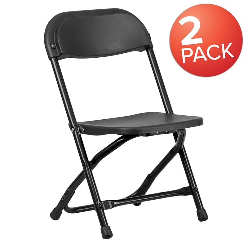 Flash Furniture 2 Pack Kids Black Plastic Folding Chair