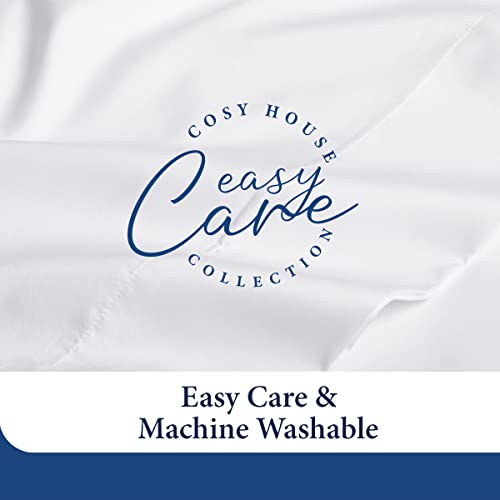 Cosy House Collection Luxury Sheets - 4 Piece Bedding Set - Blend of Rayon Derived from Bamboo - Soft, Breathable, Deep Pocket - 1 Fitted Sheet, 1 Flat, 2 Pillow Cases - Queen, White
