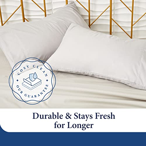 Cosy House Collection Luxury Sheets - 4 Piece Bedding Set - Blend of Rayon Derived from Bamboo - Soft, Breathable, Deep Pocket - 1 Fitted Sheet, 1 Flat, 2 Pillow Cases - Queen, White