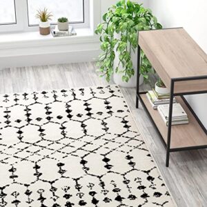 Flash Furniture Geometric Bohemian Low Pile Rug - 8' x 10' - Ivory/Black