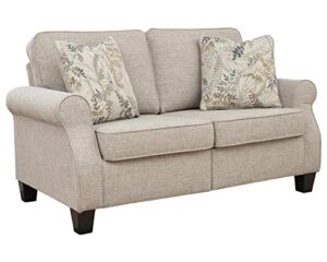 signature design by ashley alessio modern transitional loveseat with pillows, beige