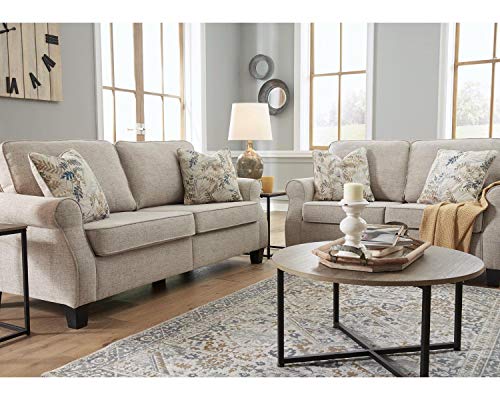 Signature Design by Ashley Alessio Modern Transitional Loveseat with Pillows, Beige