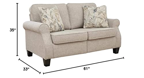 Signature Design by Ashley Alessio Modern Transitional Loveseat with Pillows, Beige