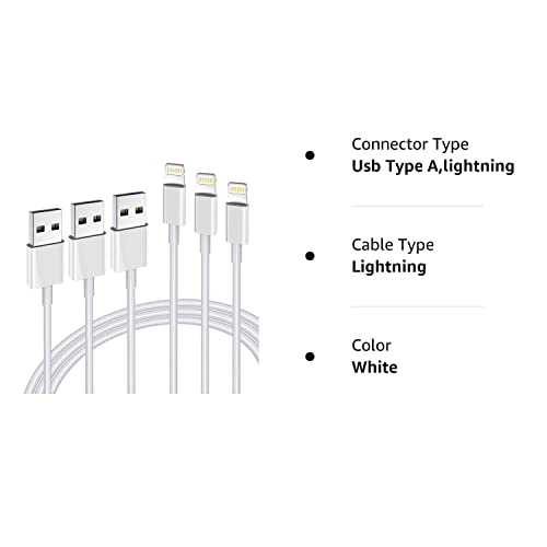 iPhone Charger 3Pack Apple MFi Certified Apple Charger 6FT, Lightning Cable 6FT Compatible with iPhone 12 Mini Pro Max SE 11 Xs Max XR X 8 7 6 Plus 5S iPad Pro Airpods