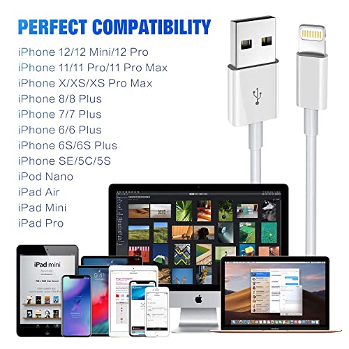 iPhone Charger 3Pack Apple MFi Certified Apple Charger 6FT, Lightning Cable 6FT Compatible with iPhone 12 Mini Pro Max SE 11 Xs Max XR X 8 7 6 Plus 5S iPad Pro Airpods