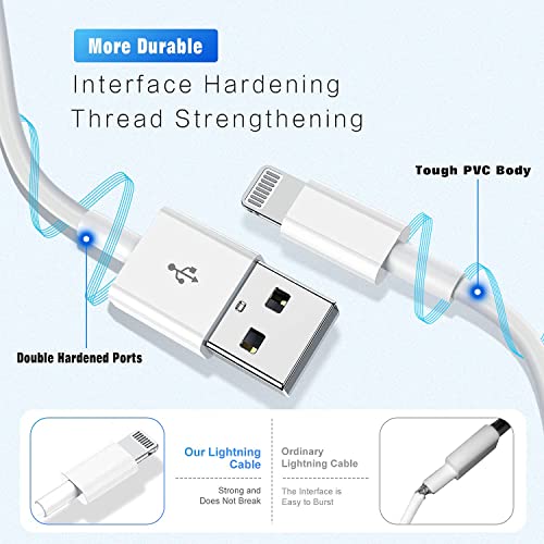 iPhone Charger 3Pack Apple MFi Certified Apple Charger 6FT, Lightning Cable 6FT Compatible with iPhone 12 Mini Pro Max SE 11 Xs Max XR X 8 7 6 Plus 5S iPad Pro Airpods