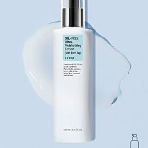 COSRX Oil Free Lotion with Birch Sap, Daily Acne Facial Moisturizer, 3.38 fl.oz / 100ml, Hydrating moisturizer for all skin types, Korean skincare, Paraben free