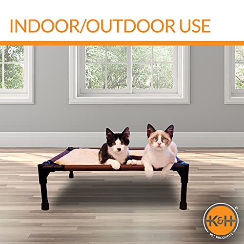 K&H PET PRODUCTS Comfy Pet Cot Elevated Pet Bed Cot - Chocolate/Tan, Small 17 X 22 X 7 Inches