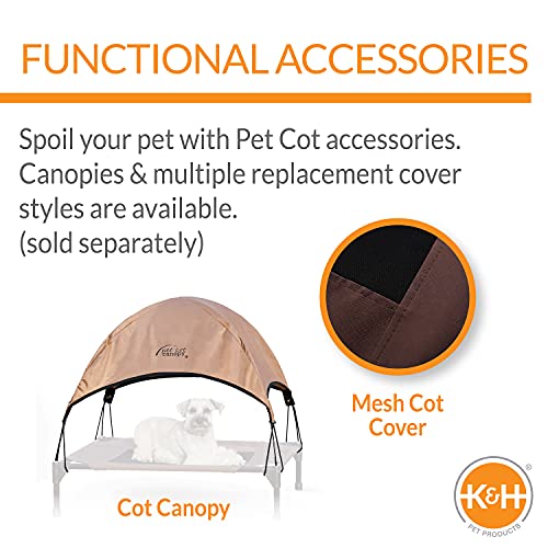 K&H PET PRODUCTS Comfy Pet Cot Elevated Pet Bed Cot - Chocolate/Tan, Small 17 X 22 X 7 Inches