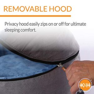 K&H Pet Products Self-Warming Kitty Bed Hooded Pet Bed for Cats or Dogs Blue/Gray Large 20 Inches