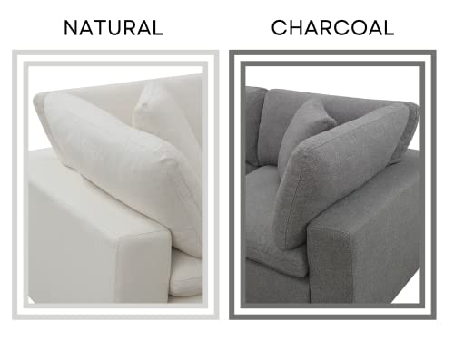 ASY Cloud Down Modular Sectional Sofa 121' L-Shaped Reversible Chaise Couch Feather - Low to Ground Modern Deep & Plush Seats (4-Piece (Corner Chair (2) + Armless (1) Ottoman (1), Natural), (CLD9)