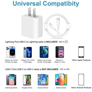 iPhone 14 13 12 Fast Charger [Apple MFi Certified] 2-Pack USB C Wall Charger 20W PD Adapter with 6FT Fast Charging Cable Compatible iPhone 14/14 Pro/14 Pro Max/14 Plus/13/12/11/Xs Max/XR/X, iPad