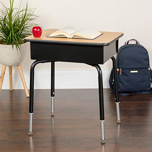 Flash Furniture Billie Student Desk - 24" W x 18" D Adjustable Height, Durable Desk for School or Remote Learning & Hercules Series 440 lb. Capacity Kid's Black Ergonomic Shell Stack Chair