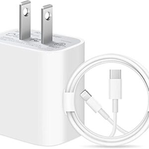 iPhone 14 13 12 11 Fast Charger [Apple MFi Certified] 20W PD Type C Power Wall Charger with 6FT Charging Cable Compatible iPhone 14/14 Max/14 Pro/13/13 Pro Max/12/12 Pro/12 Pro Max/11/11 Pro iPad