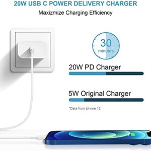 iPhone 14 13 12 11 Fast Charger [Apple MFi Certified] 20W PD Type C Power Wall Charger with 6FT Charging Cable Compatible iPhone 14/14 Max/14 Pro/13/13 Pro Max/12/12 Pro/12 Pro Max/11/11 Pro iPad