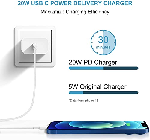 iPhone 14 13 12 11 Fast Charger [Apple MFi Certified] 20W PD Type C Power Wall Charger with 6FT Charging Cable Compatible iPhone 14/14 Max/14 Pro/13/13 Pro Max/12/12 Pro/12 Pro Max/11/11 Pro iPad