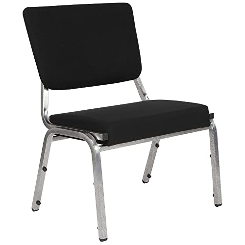 Flash Furniture HERCULES Series 1000 lb. Rated Black Antimicrobial Fabric Bariatric Medical Reception Chair with 3/4 Panel Back