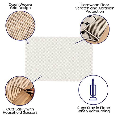 Flash Furniture Non Slip Rug Pad for 2' x 3' Area Rug, Hardwood Floor Rug Gripper Anti Skid Rug Pad Protective Cushioning Rug Pad