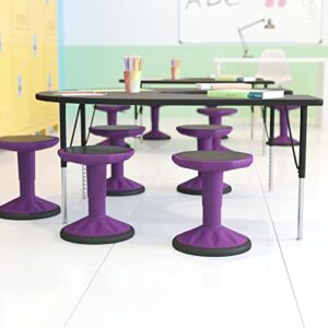 Flash Furniture Carter Adjustable Height Kids Active Stool - Flexible Purple Stool for Classroom and Home - Non-Skid Bottom - Rubberized Seat - 14" - 18" Seat Height