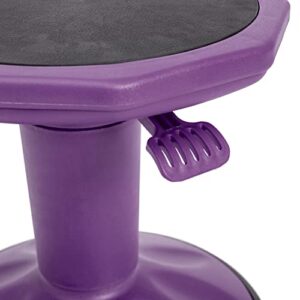 Flash Furniture Carter Adjustable Height Kids Active Stool - Flexible Purple Stool for Classroom and Home - Non-Skid Bottom - Rubberized Seat - 14" - 18" Seat Height