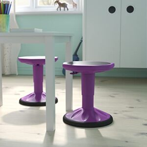 Flash Furniture Carter Adjustable Height Kids Active Stool - Flexible Purple Stool for Classroom and Home - Non-Skid Bottom - Rubberized Seat - 14" - 18" Seat Height