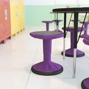 Flash Furniture Carter Adjustable Height Kids Active Stool - Flexible Purple Stool for Classroom and Home - Non-Skid Bottom - Rubberized Seat - 14" - 18" Seat Height