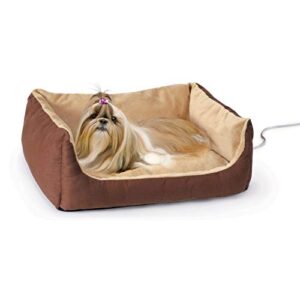 k&h pet products thermo-pet cuddle cushion heated pet bed mocha 14″ x 23″ 4w